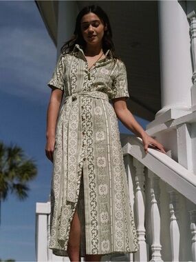 Parterre Green Banks Button Down Dress In Allegra Bermuda 00, US Sz 2-4   AA25